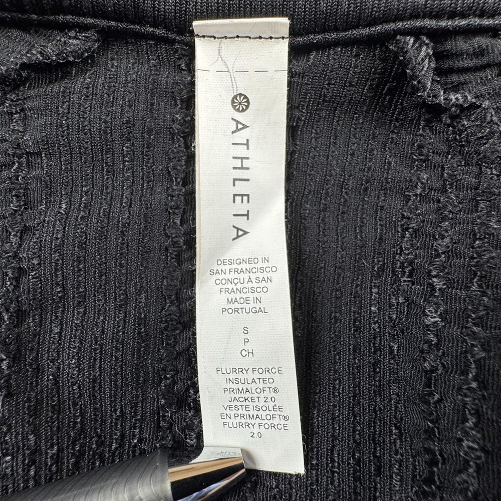 Athleta Flurry Force 2.0 Jacket Womens Small Black Insulated Full Zip Thumbholes - Picture 8 of 8
